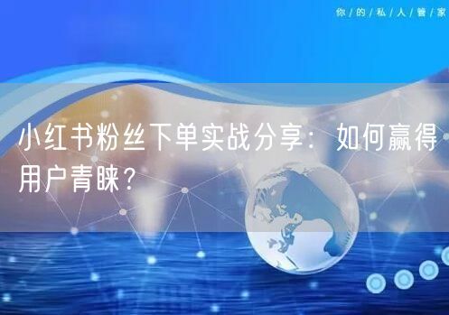 小红书粉丝下单实战分享：如何赢得用户青睐？