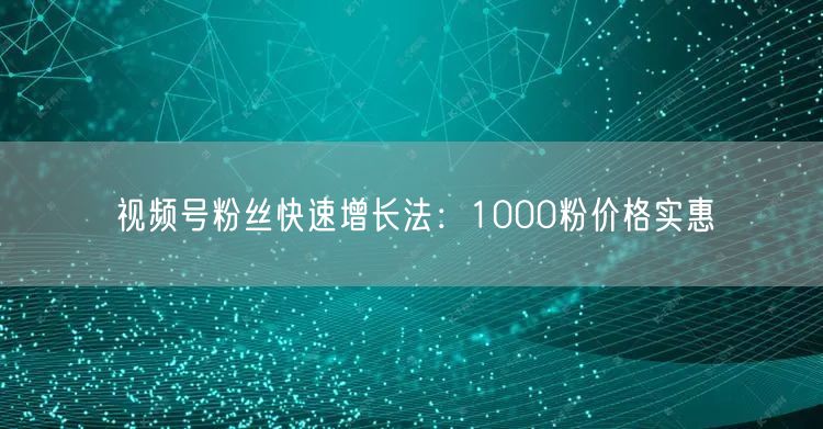 视频号粉丝快速增长法：1000粉价格实惠